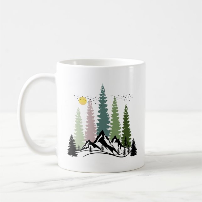TAZA DE CAFÉ MONTAÑA Y ÁRBOLES DE CALMA NATURALEZA (Izquierda)