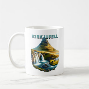 Taza De Café montaña y cascadas Kirkjufell Islandia