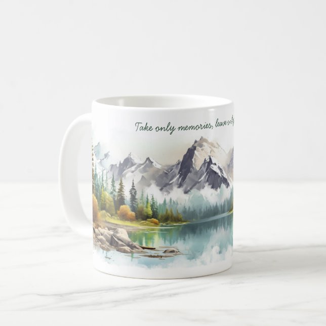 Taza De Café Montañas acuáticas y paisajes lacustres con citas (Anverso izquierdo)