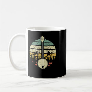 Taza De Café Montañas De Banjo Retro De Música De Guitarra Y So