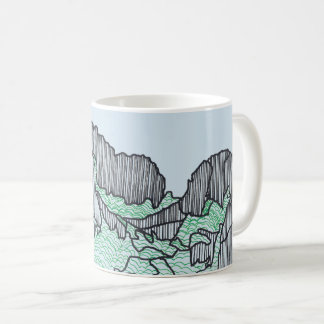 Taza De Café Montañas de las rocas de dibujos en línea de los c
