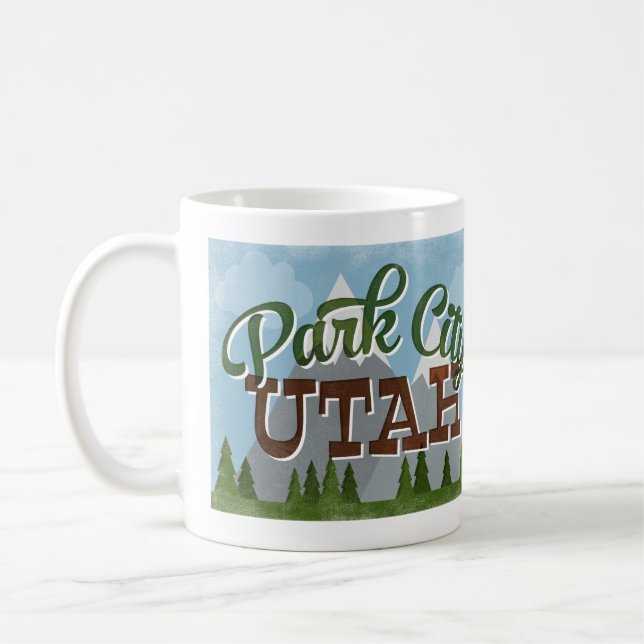 Taza De Café Montañas del Park City Utah Fun Retro Snowy (Izquierda)