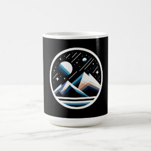 Taza De Café Montañas Geométricas Nocturnas Estelares - Contemp