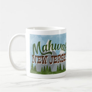 Taza De Café Montañas Mahwah New Jersey Fun Retro Snowy