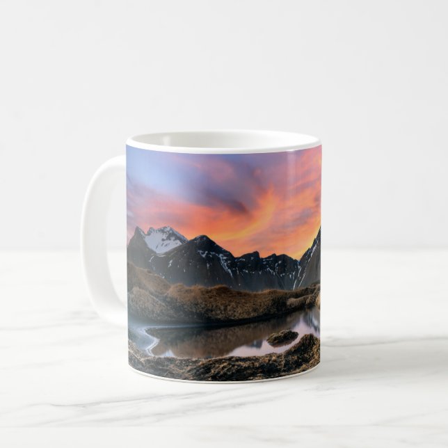 Taza De Café Montañas | Montaña Vesturhorn Islandia (Anverso izquierdo)