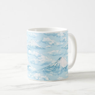 Taza De Café Montañas Nevadas Oníricas - Azul Blanco Suave