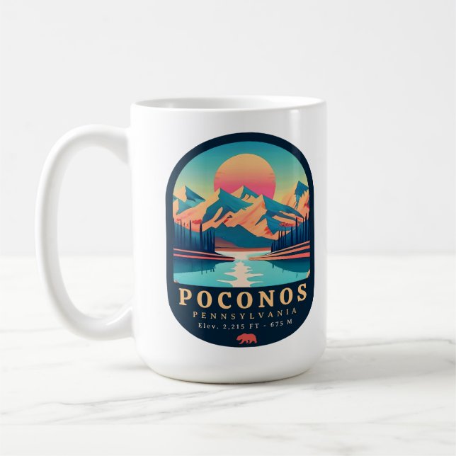 Taza De Café Montañas Pocono Souvenirs de época de Pensilvania (Izquierda)