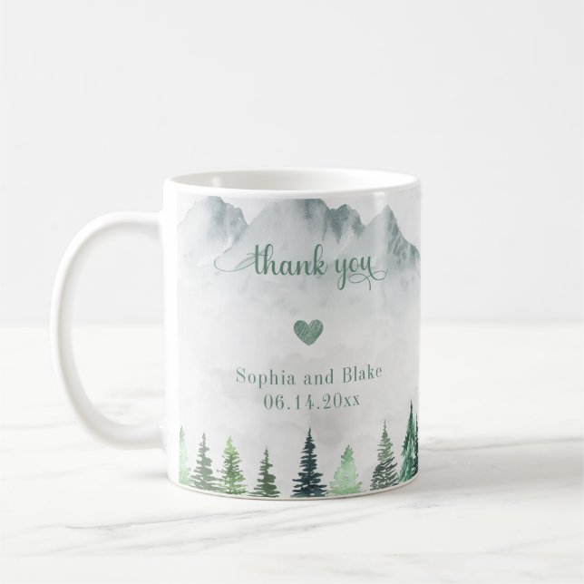 Taza De Café Montañas rusticas y bosques gracias (Izquierda)