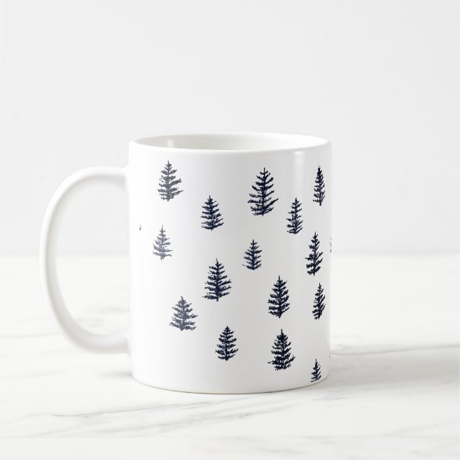 Taza De Café Montañas vivientes del patrón de Ilustracion arbol (Izquierda)
