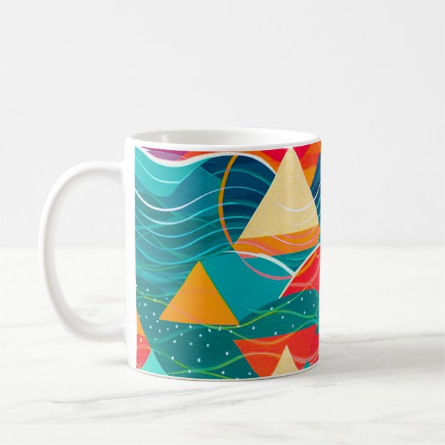 Taza De Café Montañas y río abstractos (Izquierda)