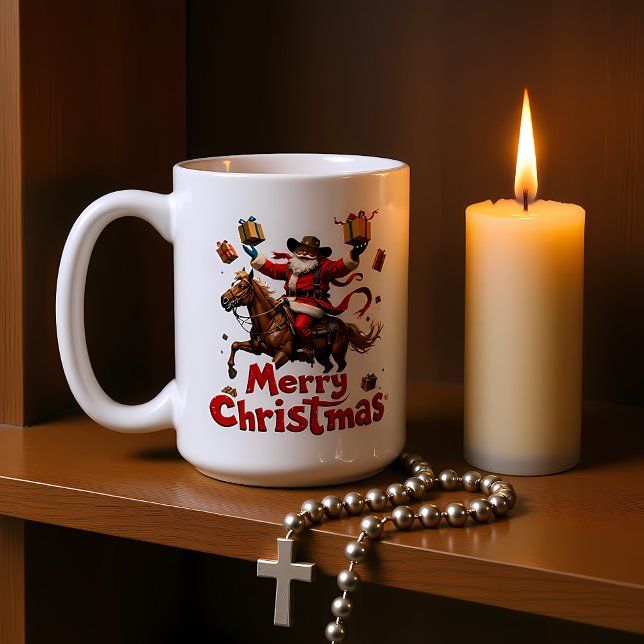 Taza De Café Montando a Caballo Feliz Navidad (Subido por el creador)