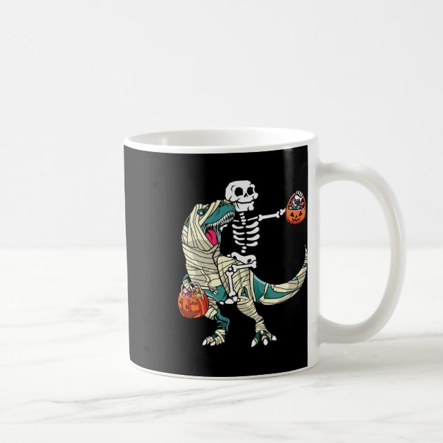 Taza De Café Montar la momia Dinosaurio T Rex Halloween Funny P (Derecha)