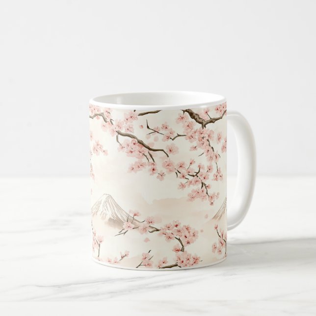 Taza De Café Monte Fuji con Flor de Cerezo – Japonés (3) (Anverso derecho)