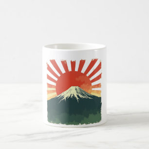 Taza De Café Monte Fuji Retro Japón Mug - Viejo Sol Naciente