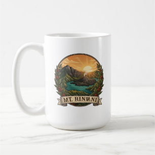 Taza De Café Monte Rinjani Vintage Indonesia Volcán Retro