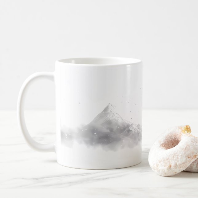 Taza De Café Monte Y Una Casa En Invierno (Con donut)