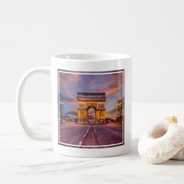 Taza De Café Monumentos | Arco de Triomphe, París, Francia (Con donut)
