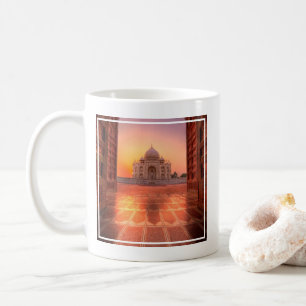 Taza De Café Monumentos Taj Mahal, India al atardecer