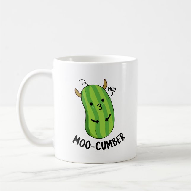 Taza De Café Moo-cumber Funny Veggie Cucumber Pun (Izquierda)