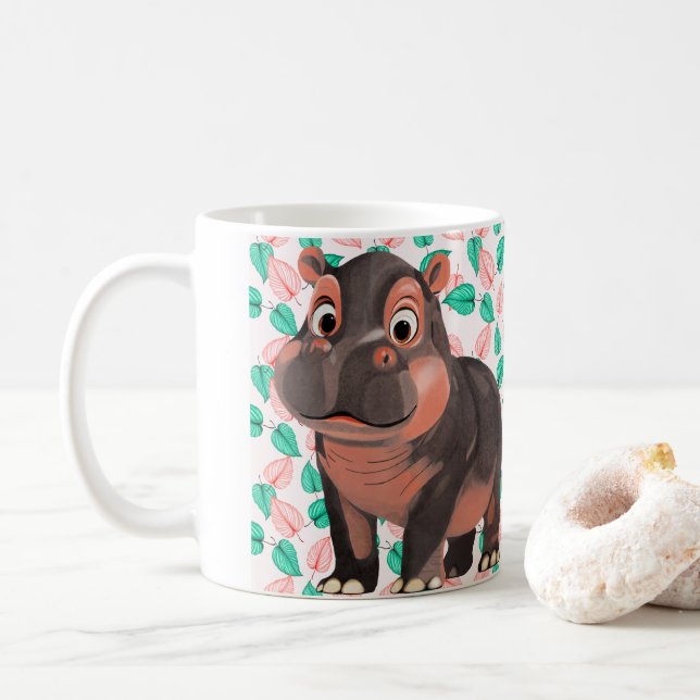 Taza De Café Moo Deng Hippo para Feliz Navidad (Con donut)