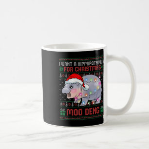 Taza De Café Moo-deng Quiero Un Hippopótamo Para Los Navidades 