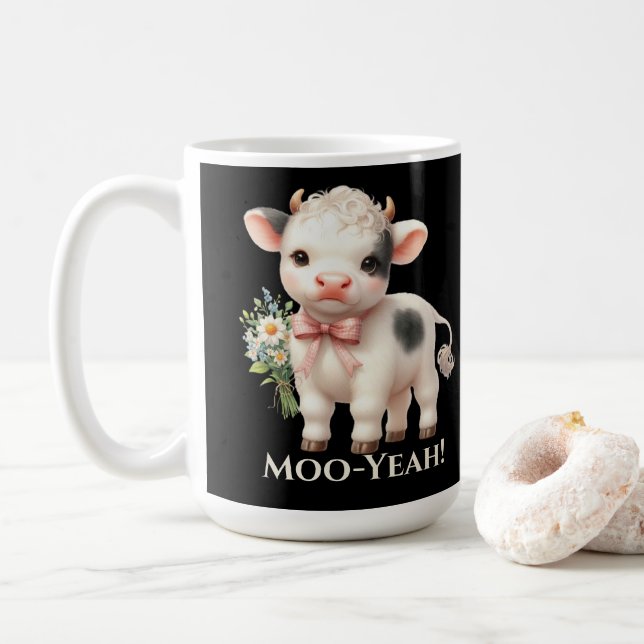 Taza De Café Moo-Yeah Bebé Vaca Divertida  (Con donut)