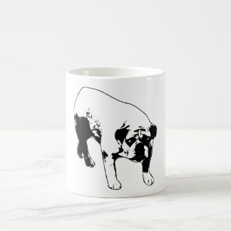 Taza De Café Moody Bulldog Portrait Black and White Line Art