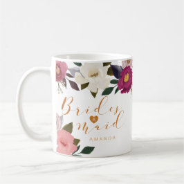 Taza De Café Moody Floral acuarela Bridesmaid Monograma