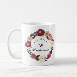 Taza De Café Moody Floral Watercolor Wreath Bridesmaid