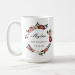 Taza De Café Moody Floral Watercolor Wreath Bridesmaid<br><div class="desc">Nuestra elegante y divertida acuarela floral dama de honor tazón de café es un regalo perfecto para darle a su dama de honor. El diseño presenta las flores de nuestra acuarela dibujadas a mano en una hermosa paleta de colores rústicos y amorosos. Rosa Rubor, majestuoso y profundo con acentos de...</div>