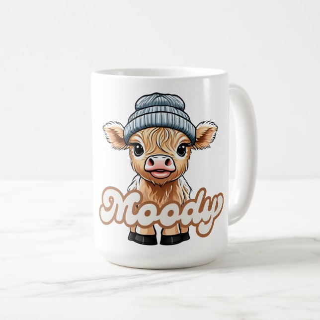 Taza De Café Moody Highland Cow Coffee Mug (Anverso derecho)