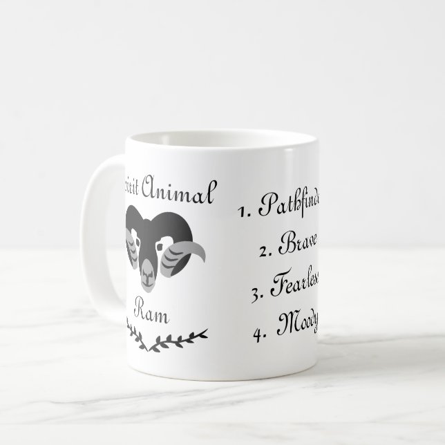 Taza De Café Moody Tribal Aries Tótem Spirit Animal Coffee Mug (Anverso izquierdo)