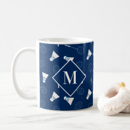 Taza De Café Moograma del patrón de Shuttlecocks del jugador de