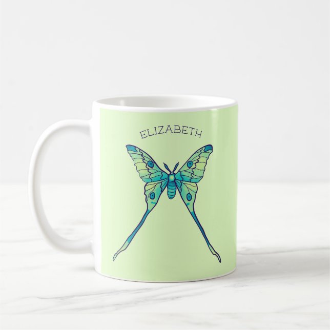 Taza De Café Moon Moth Magic - Butterfly Lover Art (Izquierda)