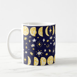 Taza De Café Moon Phases Stars Vintage Background