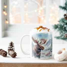 Taza De Café Moose acuático de los vibradores de invierno -