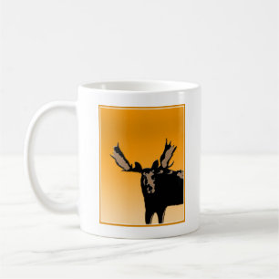 Taza De Café Moose al atardecer - Original Wildlife Art