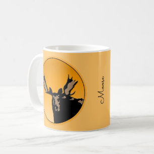 Taza De Café Moose al atardecer - Original Wildlife Art