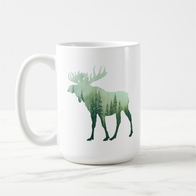 Taza De Café Moose Deer And Forest Nature (Izquierda)