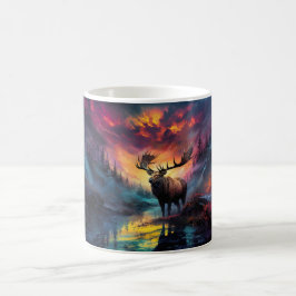 Taza De Café Moose In Canyon Creek Con Distante Fuego Inferior