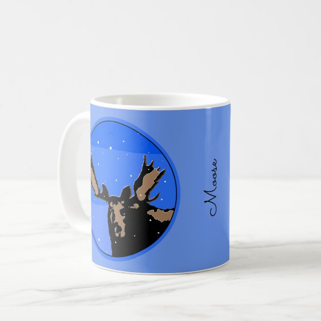 Taza De Café Moose in Winter - Original Wildlife Art (Anverso izquierdo)