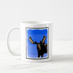 Taza De Café Moose in Winter - Original Wildlife Art