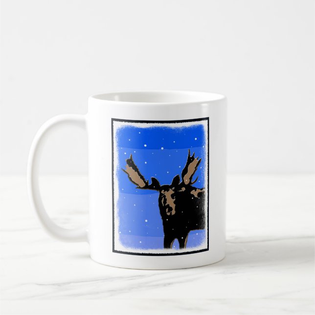 Taza De Café Moose in Winter - Original Wildlife Art (Izquierda)