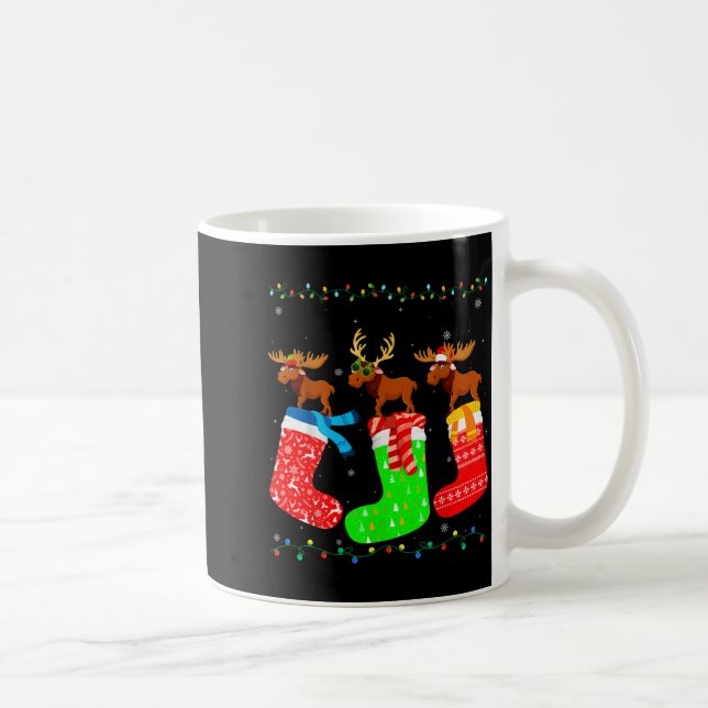 Taza De Café Moose In Xmas Socks Funny Holiday Ugly Sweater Chr (Derecha)