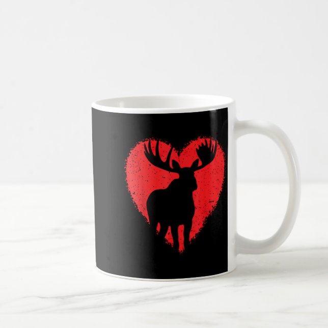 Taza De Café Moose Lover Valentines Day Cute Red Heart Wild Ani (Derecha)