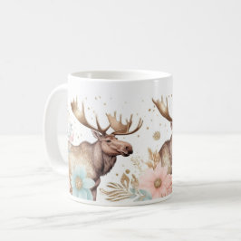 Taza De Café Moose majestuoso con acentos florales