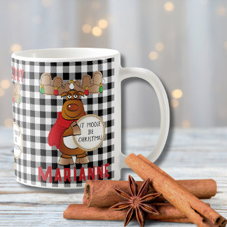 Taza De Café Moose personalizado divertido hacer merry negro ro