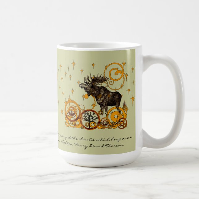 Taza De Café Moose Stein-Walden, Henry David Thoreau Cita (Derecha)