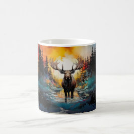 Taza De Café Moose surrealista en pie en el agua