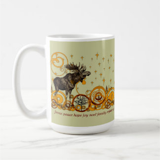 Taza De Café Moose Swirl Stars Moon Peace Joy Ho Ho Ho Stein